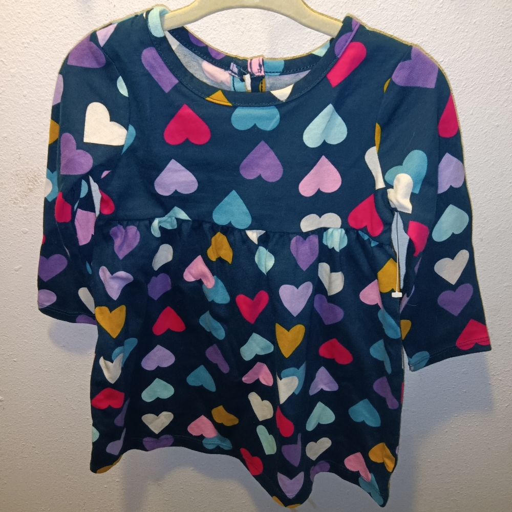 NWOT Wonder Nation Long Sleeve Heart Dress 12M 🩷💜🩵💛